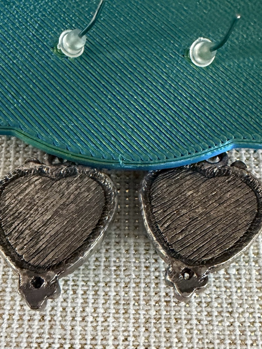 Two Pair Turquoise Heart Drop Earrings - Blue Heart Dangle Earrings - Picture 5 of 7